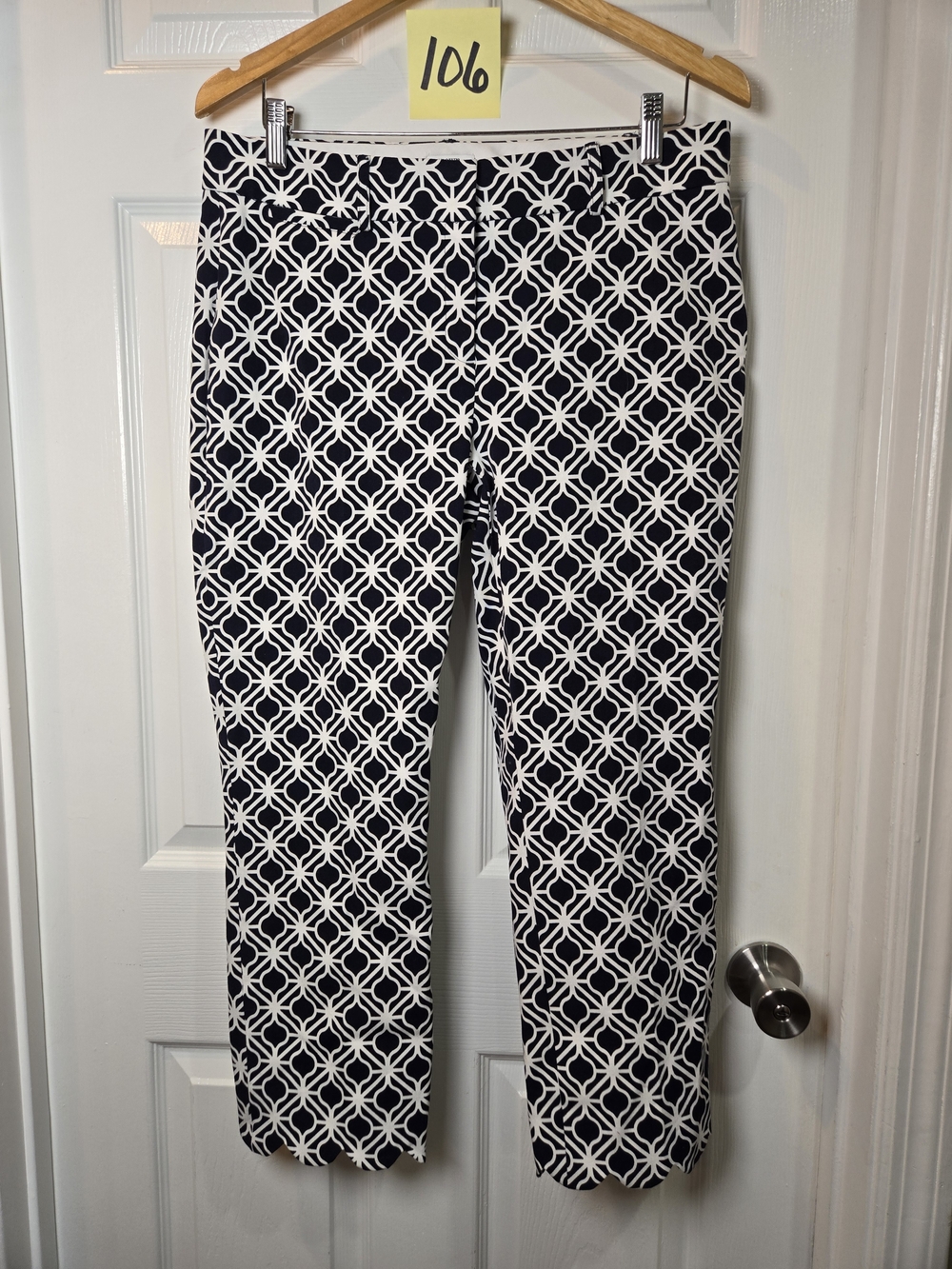 crown & ivy Navy and White Geometric Cropped Pants